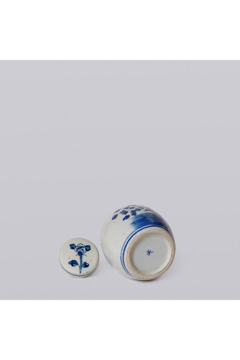 Porcelain Mini Peony Floral Round Jar, Alternate, color, Blue + White