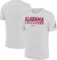 Nike Men's Nike Ash Alabama Crimson Tide Velocity Baseball Wordmark Stack Performance T-Shirt