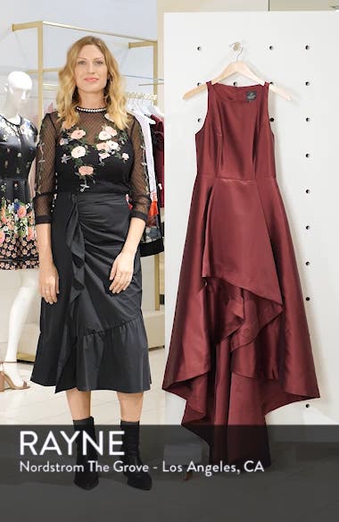 （US発）Adrianna Papell アシンメトリーハイローミカドガウン Adrianna Papell Women's High-Low Mikado Sleeveless Gown - Macy's