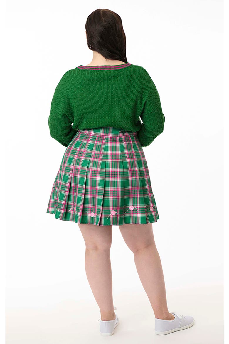 Plus Size Pleated Mini Skirt, Alternate, color, Green Plaid