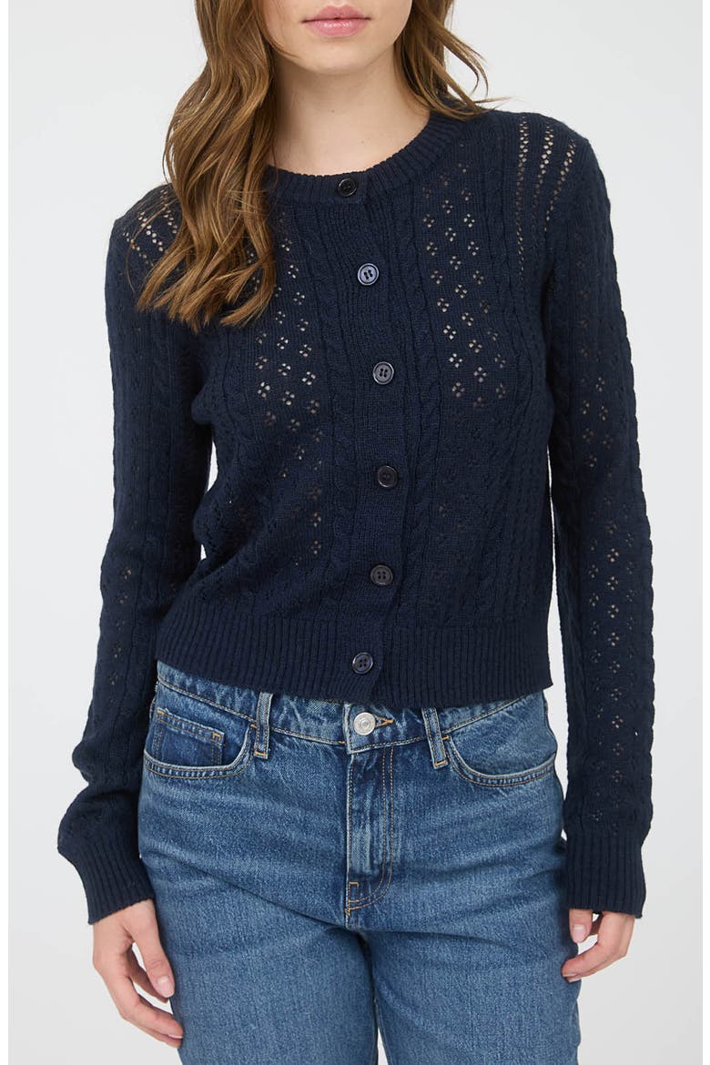 Pointelle Cardigan, Main, color, NAVY