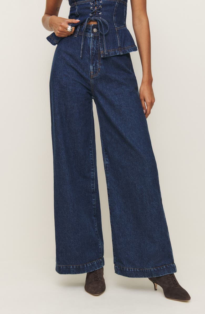 Reformation x Kacey Musgraves Austin Ultrahigh Waist Wide Leg Jeans, Main, color, 