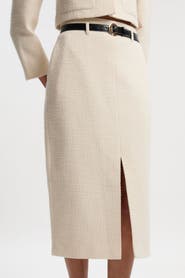 Karen Millen Tweed Belted Pencil Skirt