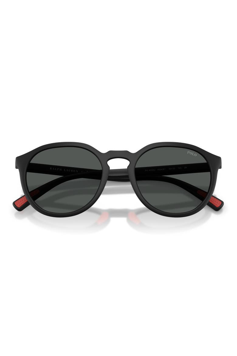 53mm Round Sunglasses, Alternate, color, MATTE BLACK / DARK GREY