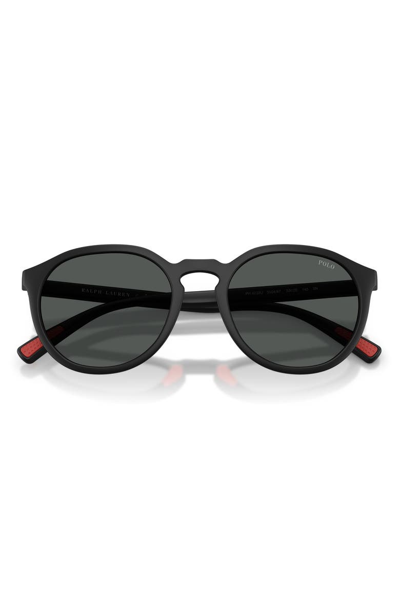 Polo Ralph Lauren 53mm Round Sunglasses, Alternate, color, Matte Black / Dark Grey