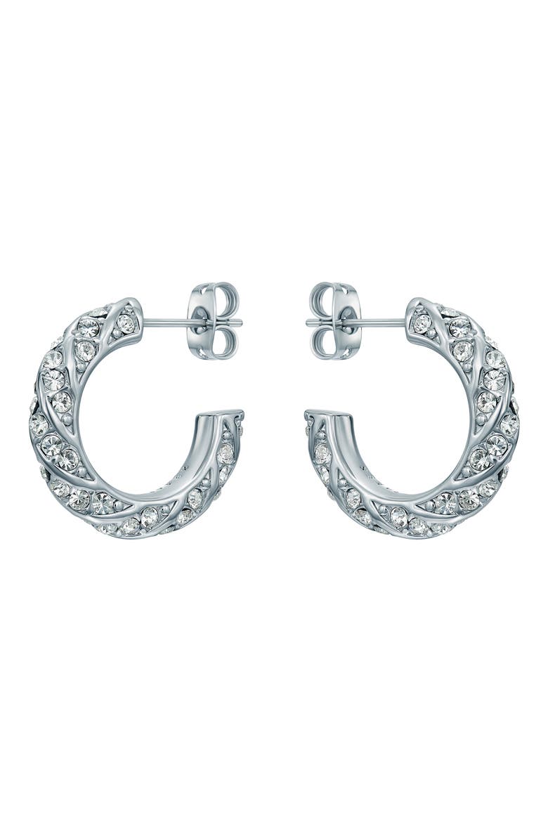Toni Crystal Twist Hoop Earrings, Alternate, color, SILVER TONE CLEAR CRYSTAL