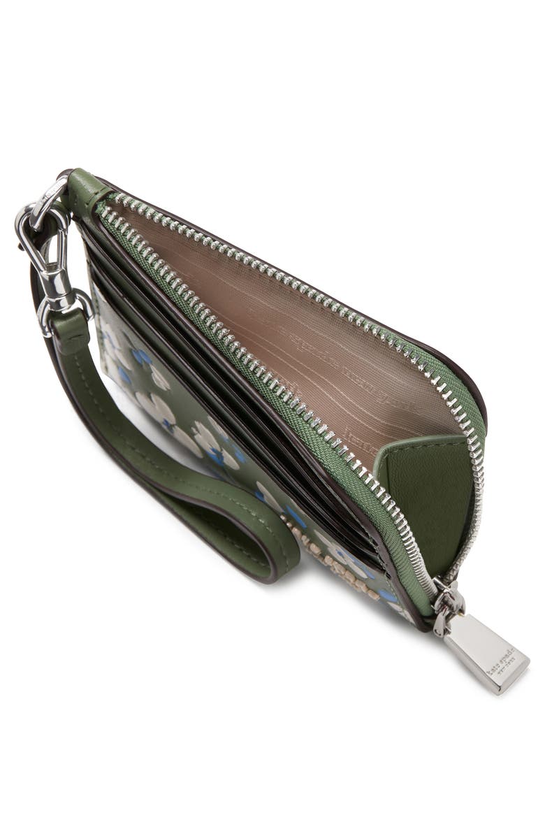 Kate Spade New York devin embossed painterly blooms leather card case, Alternate, color, 