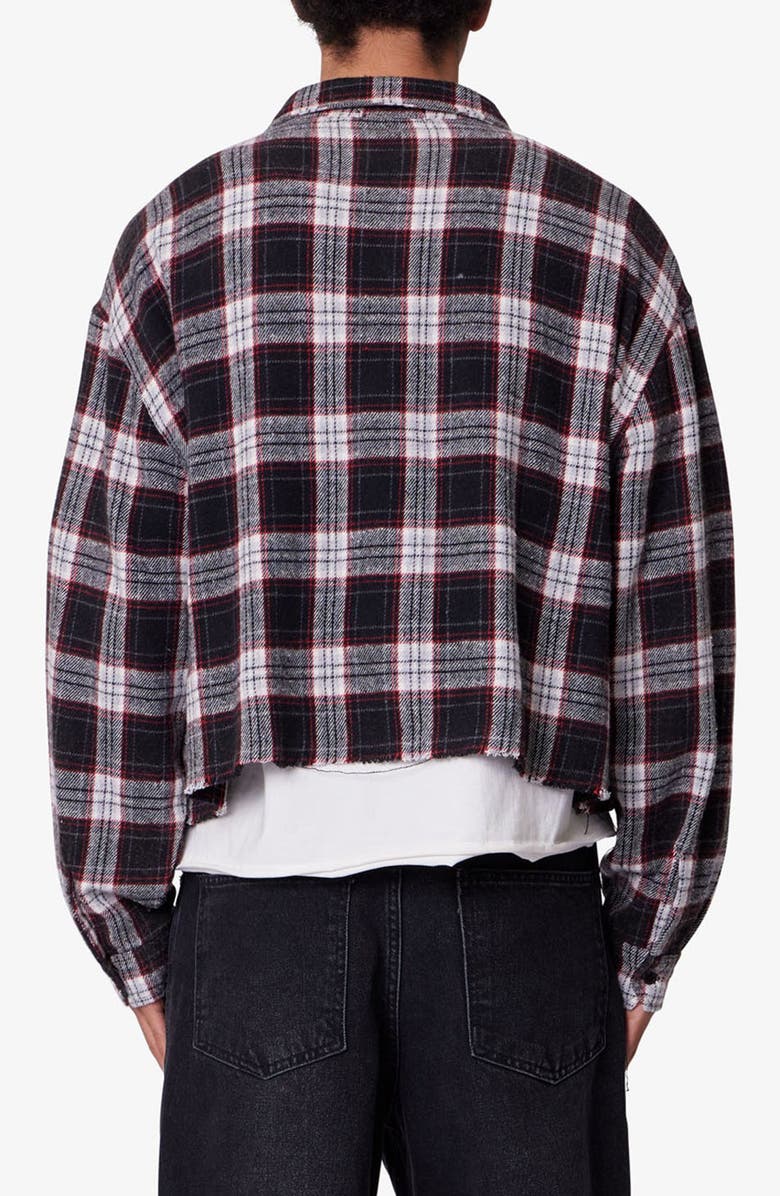mnml Washed Crop Flannel Button-Up Shirt, Alternate, color, Black/ White