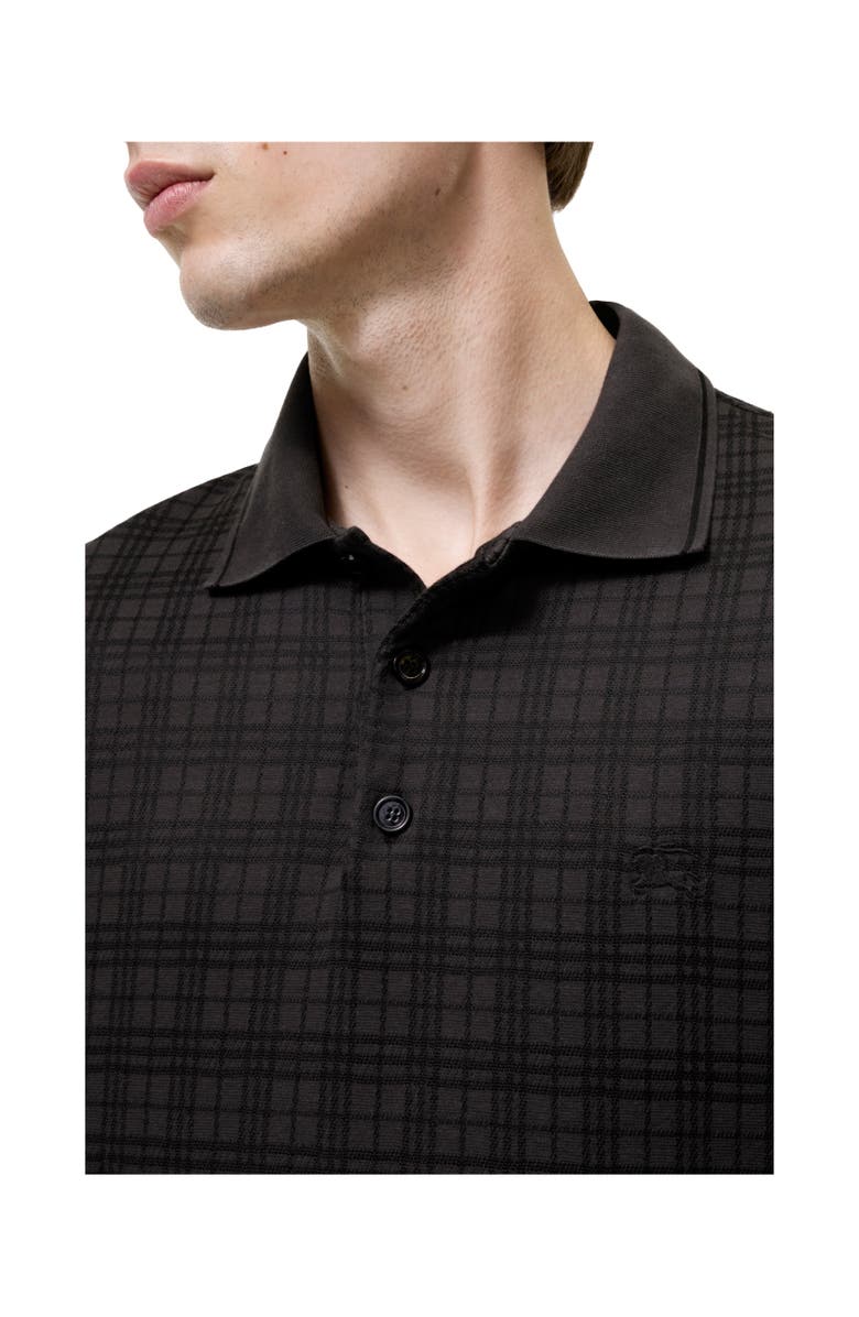 Burberry Check Cotton Blend Polo Shirt, Alternate, color, Coal Grey