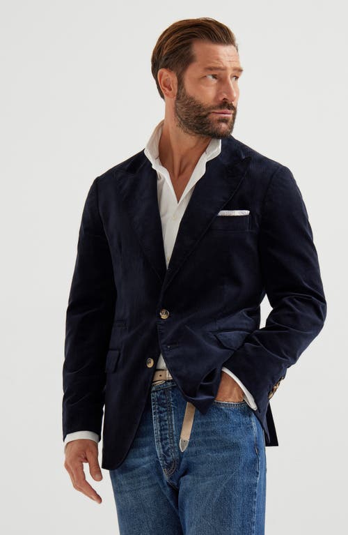 Brunello Cucinelli Velvet Two-button Blazer In Blue