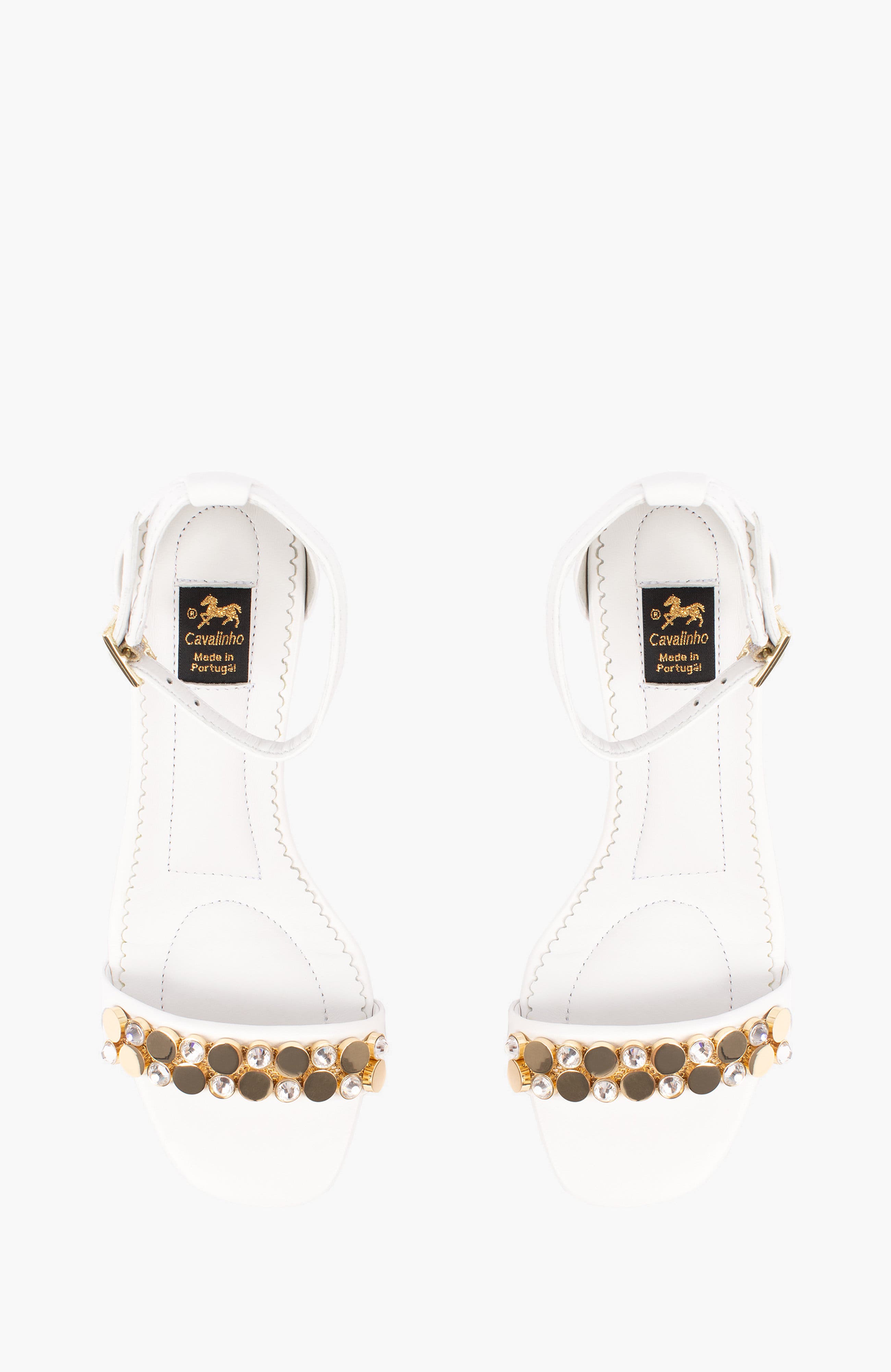 Gold Leather Sandals, Alternate, color, White
