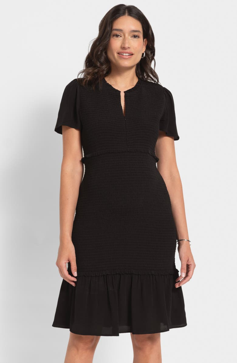 Seraphine Smocked Flutter Sleeve Maternity Dress, Alternate, color, 