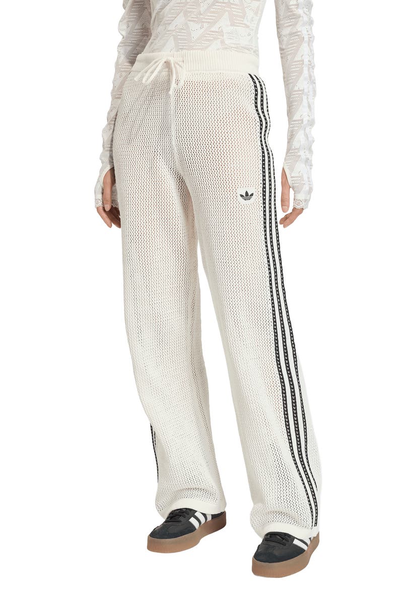 adidas Originals Firebird Open Knit Track Pants, Main, color, Off White