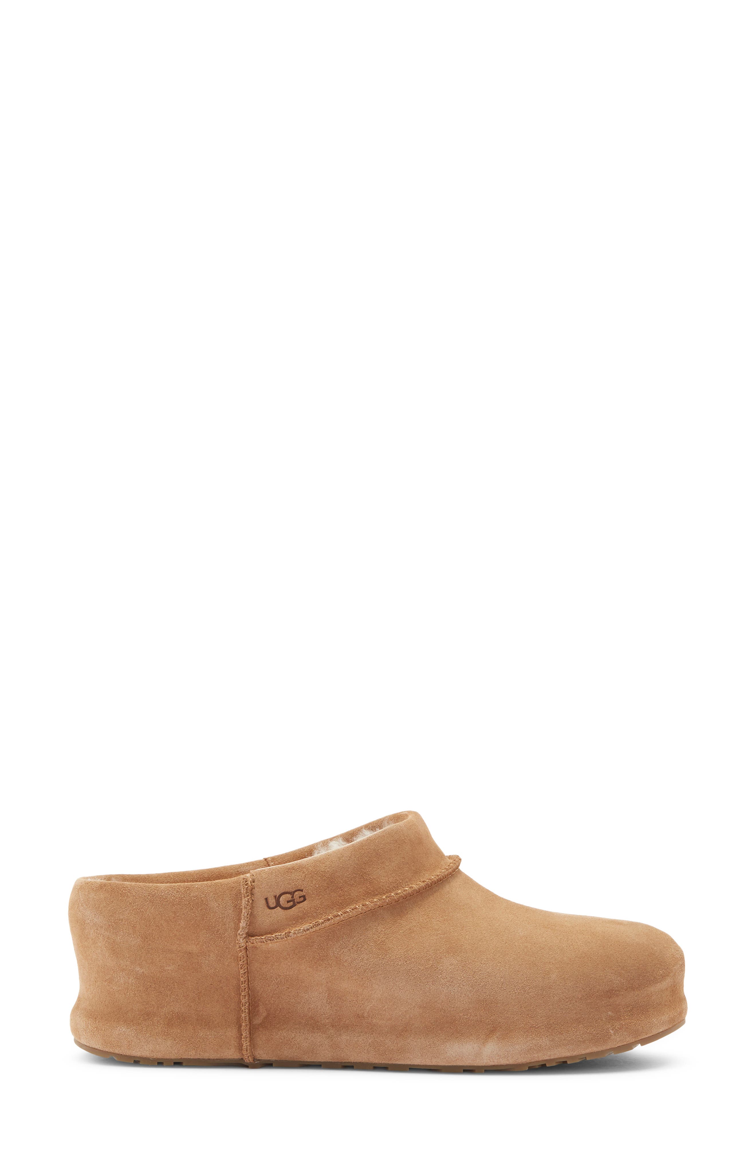 Enwrap Genuine Shearling Lined Leather Clog, Alternate, color, CHESTNUT