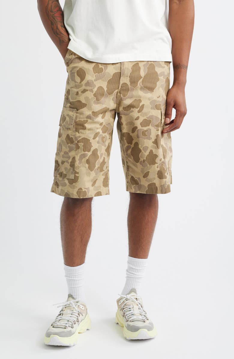 Carhartt Work In Progress Regular Cotton Ripstop Cargo Shorts, Main, color, Camo Duck Desert (Rinsed)