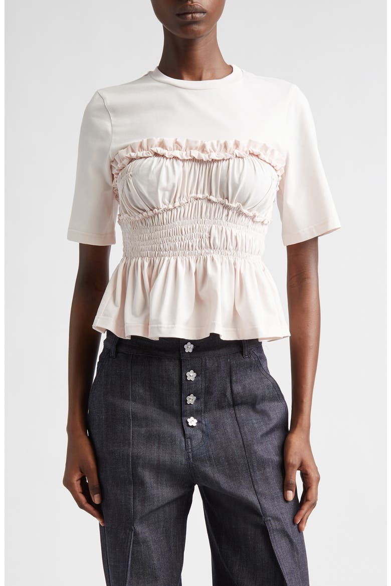 Vilde Shirred Peplum T-Shirt, Main, color, LIGHT PINK JERSEY