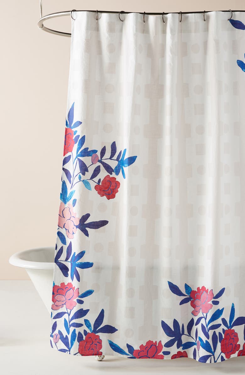 Anthropologie Home Paule Marrot Rose Vine Shower Curtain, Main, color, 