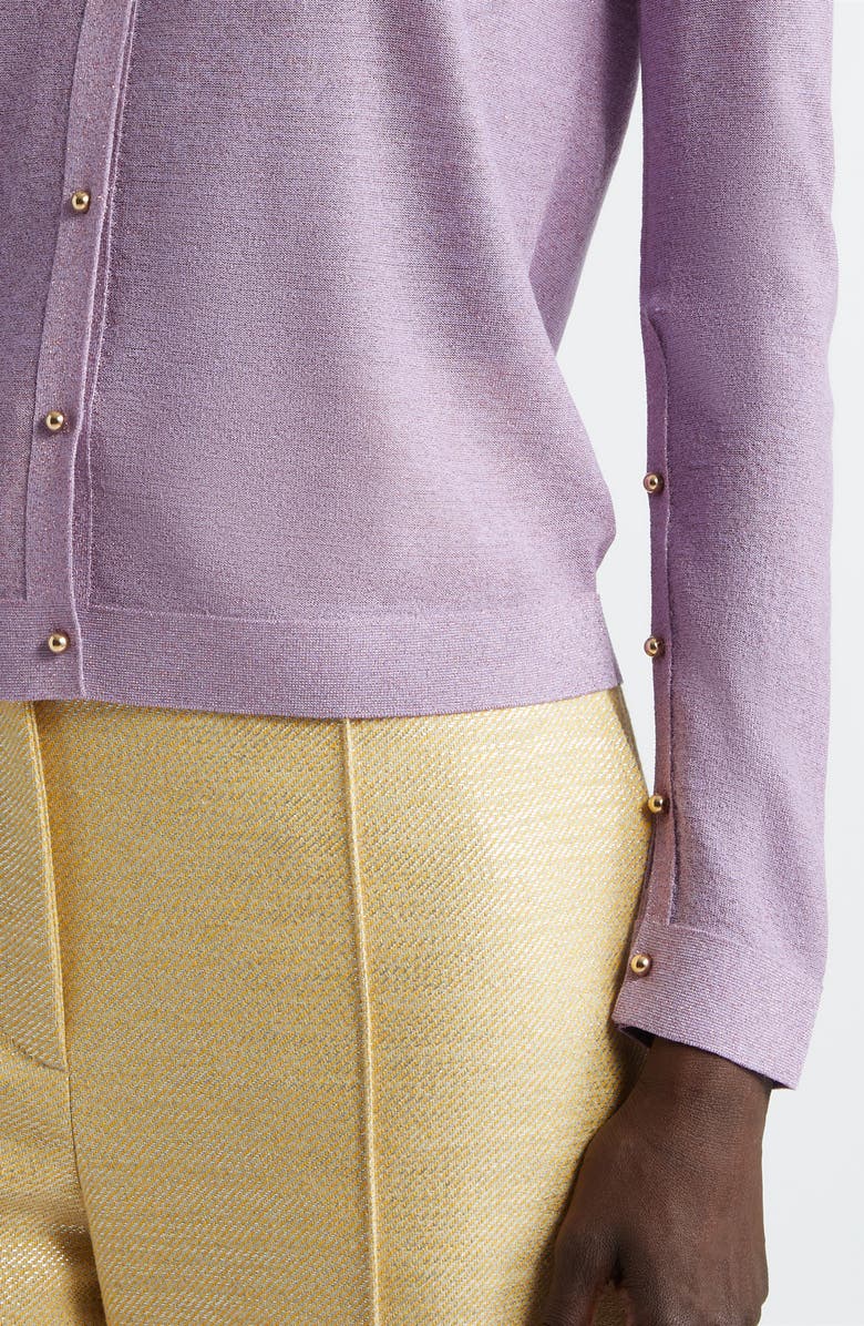 St. John Collection Metallic Reverse Jersey Cardigan, Alternate, color, 