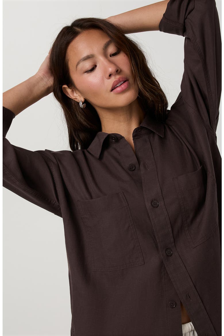 Trestles Twill Button-Up Shirt, Alternate, color, FRENCH ROAST