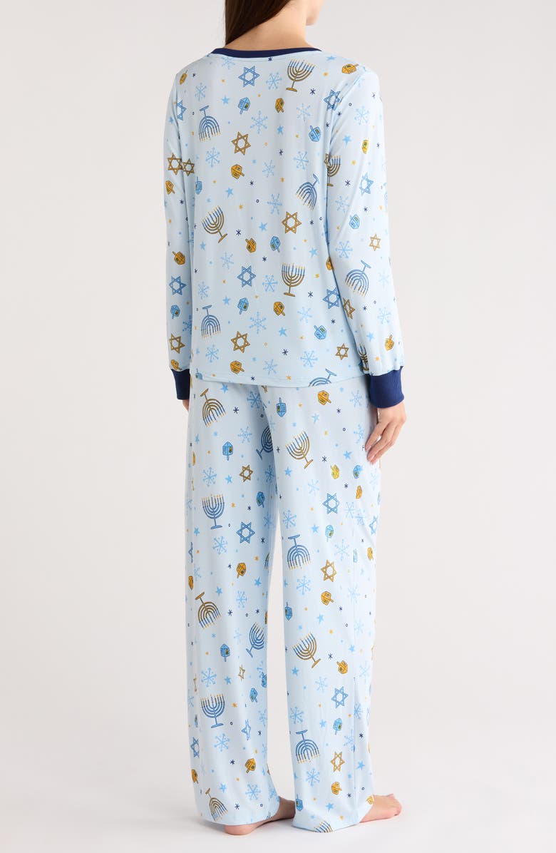JACLYN Mom Matching Family Hanukkah Print Top & Pants Pajamas, Alternate, color, Hanukkah Doodle