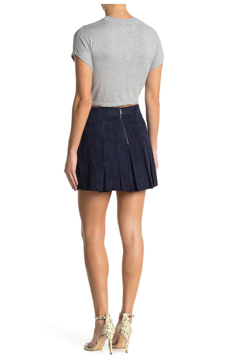 Alice + Olivia 'Lee' Pleated Suede Skirt, Alternate, color,