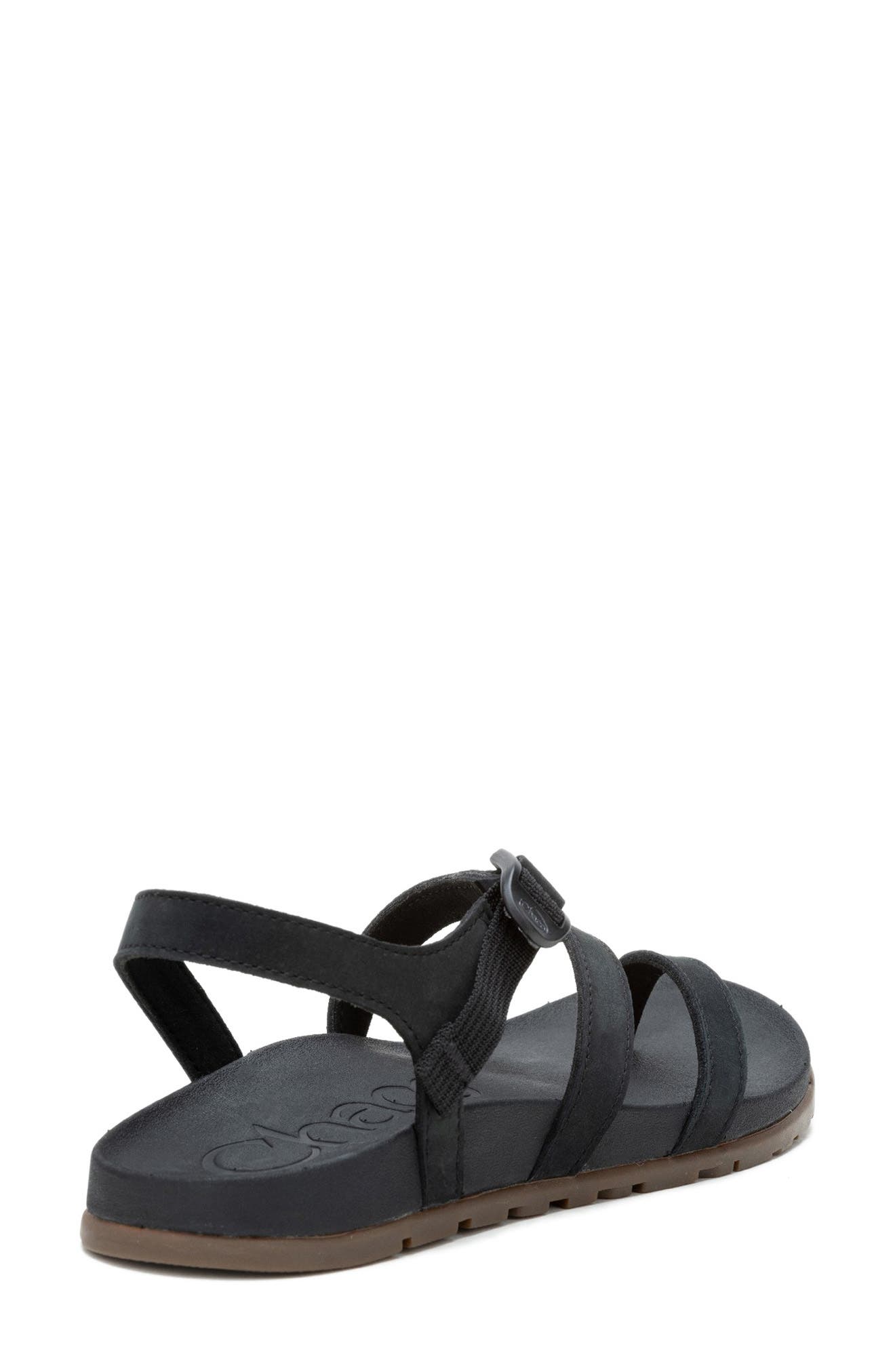 Chaco Lowdown Leather Sandal, Alternate, color, Black