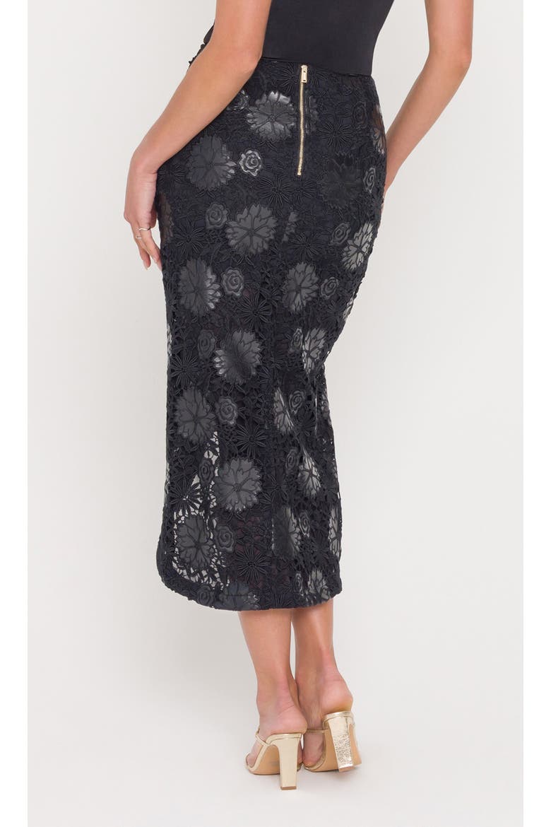 Amanda Vegan Leather Guipure Skirt, Alternate, color, Black