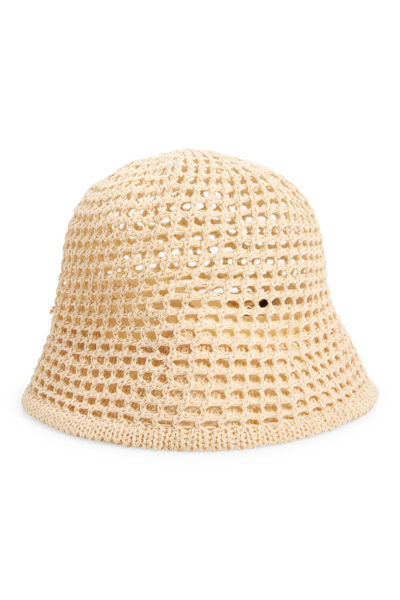 Open Weave Straw Bucket Hat, Main, color, NATURAL