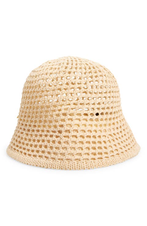 Open Weave Straw Bucket Hat