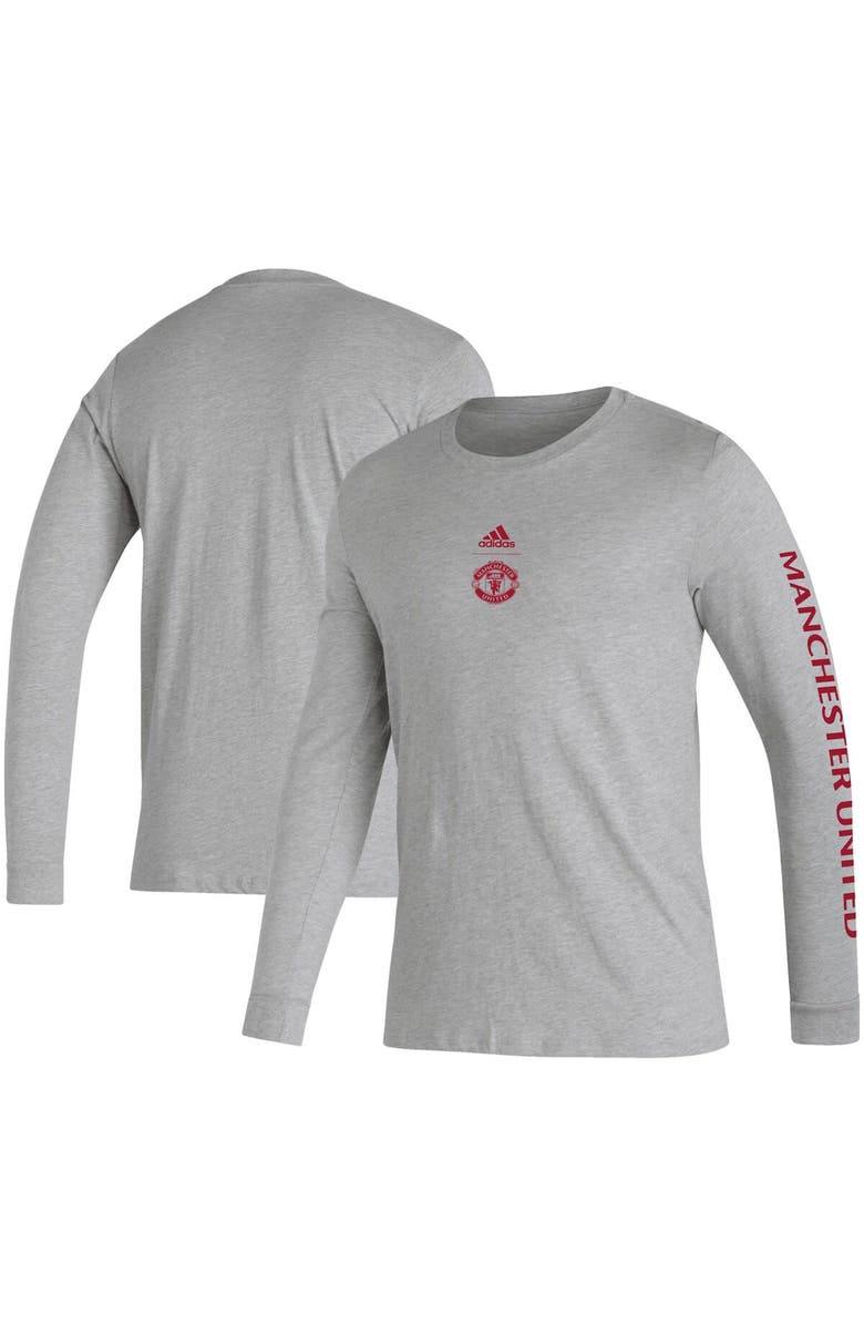 adidas Men's adidas Heather Gray Manchester United Team Crest Long Sleeve  T-Shirt | Nordstrom, image size:780x1196