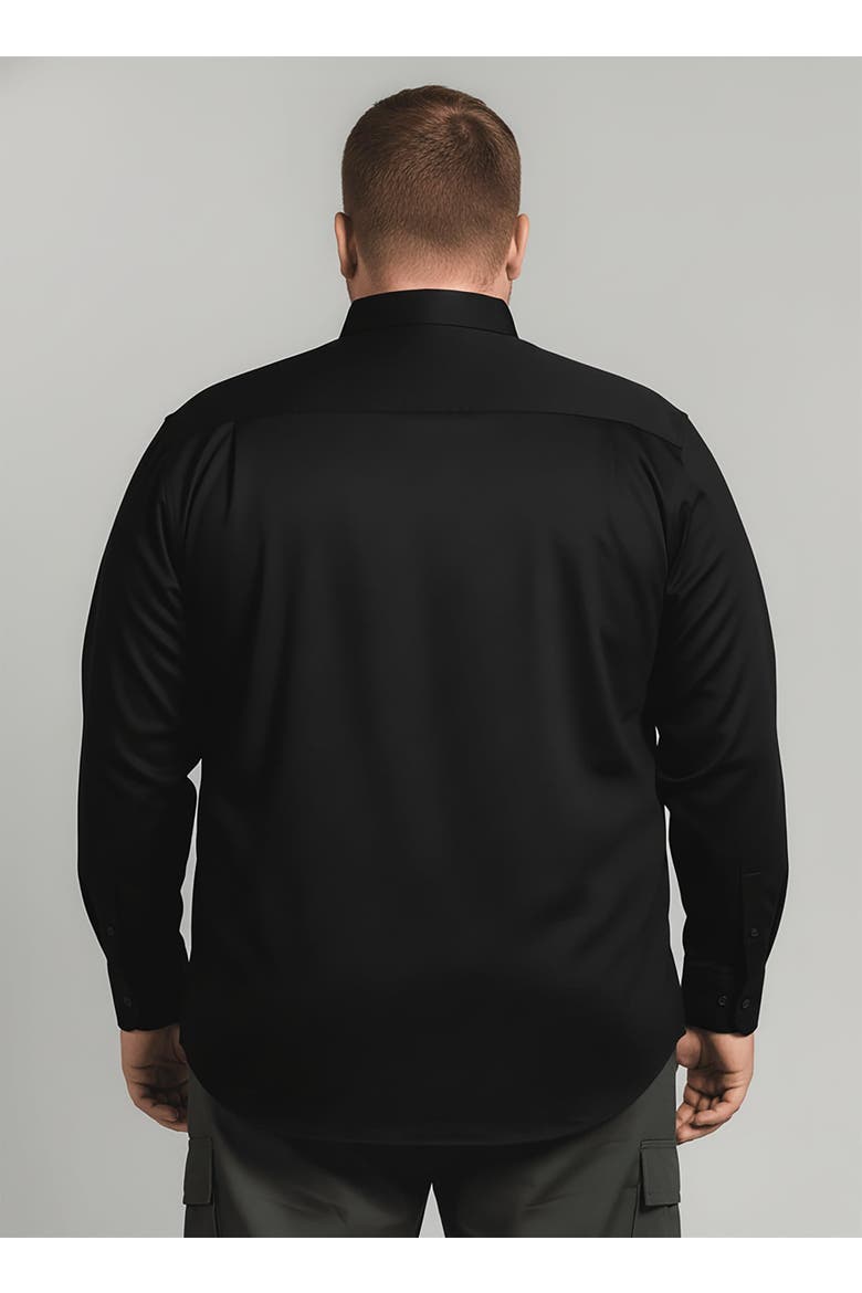 Men’s Big and Tall Commuter Shirt, Long Sleeve Button Down, Tailored Fit, Spread Collar, Performance Fabric, Stylish & Casual Breathable Shirt, Alternate, color, black