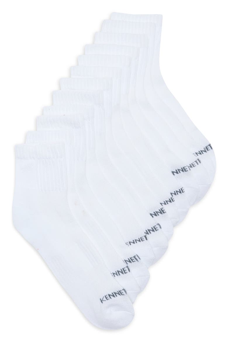 Assorted 6-Pack Cushioned Quarter Crew Socks, Main, color, WHITE