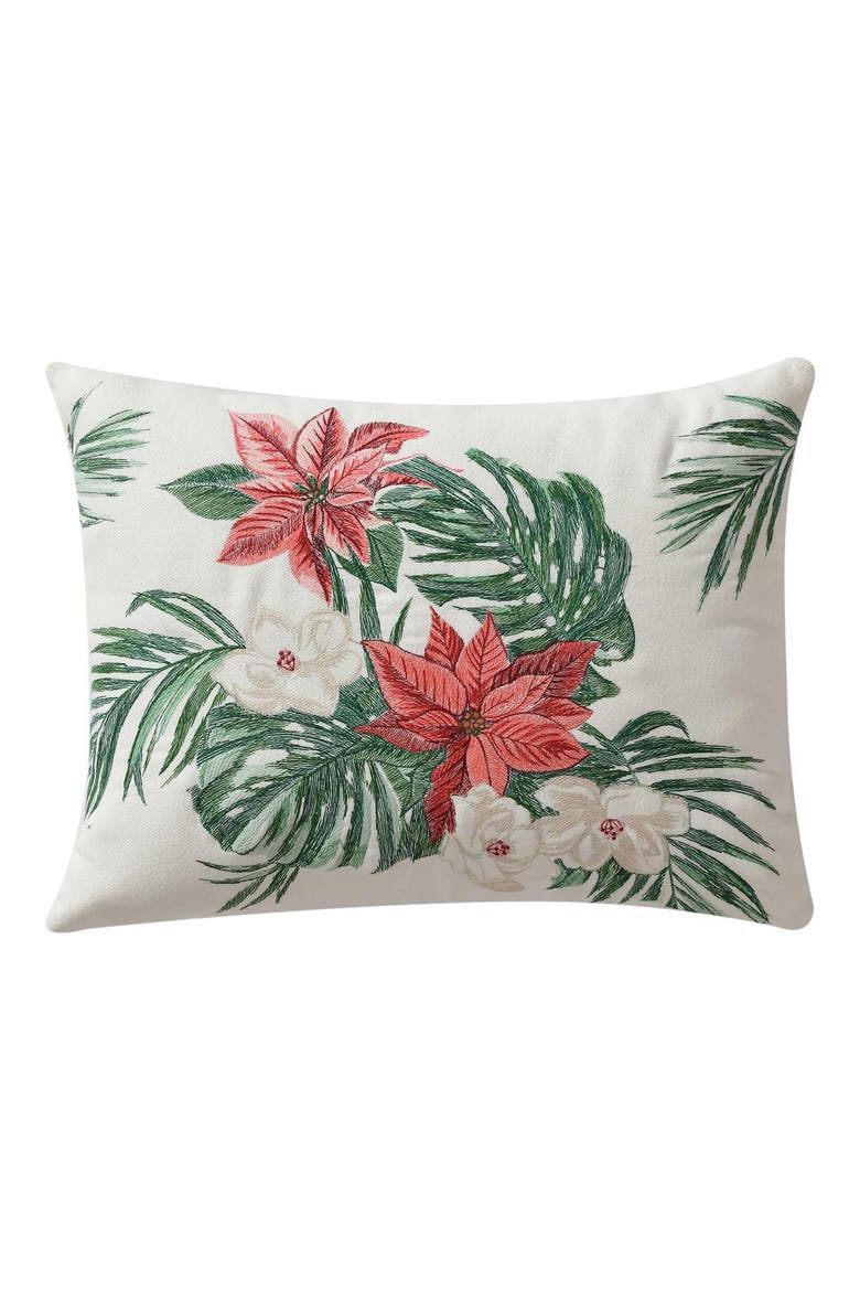 Festive Palms Breakfast Pillow, Main, color, WHITE/ GREEN/ RED