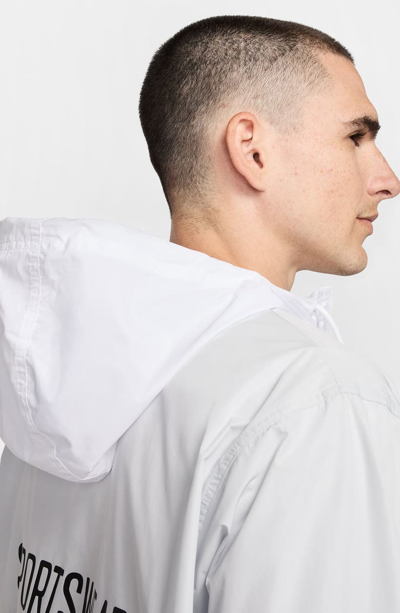 Nike Club Marina Water Repellent Hooded Anorak Jacket, Alternate, color, Photon Dust/ Black/ White