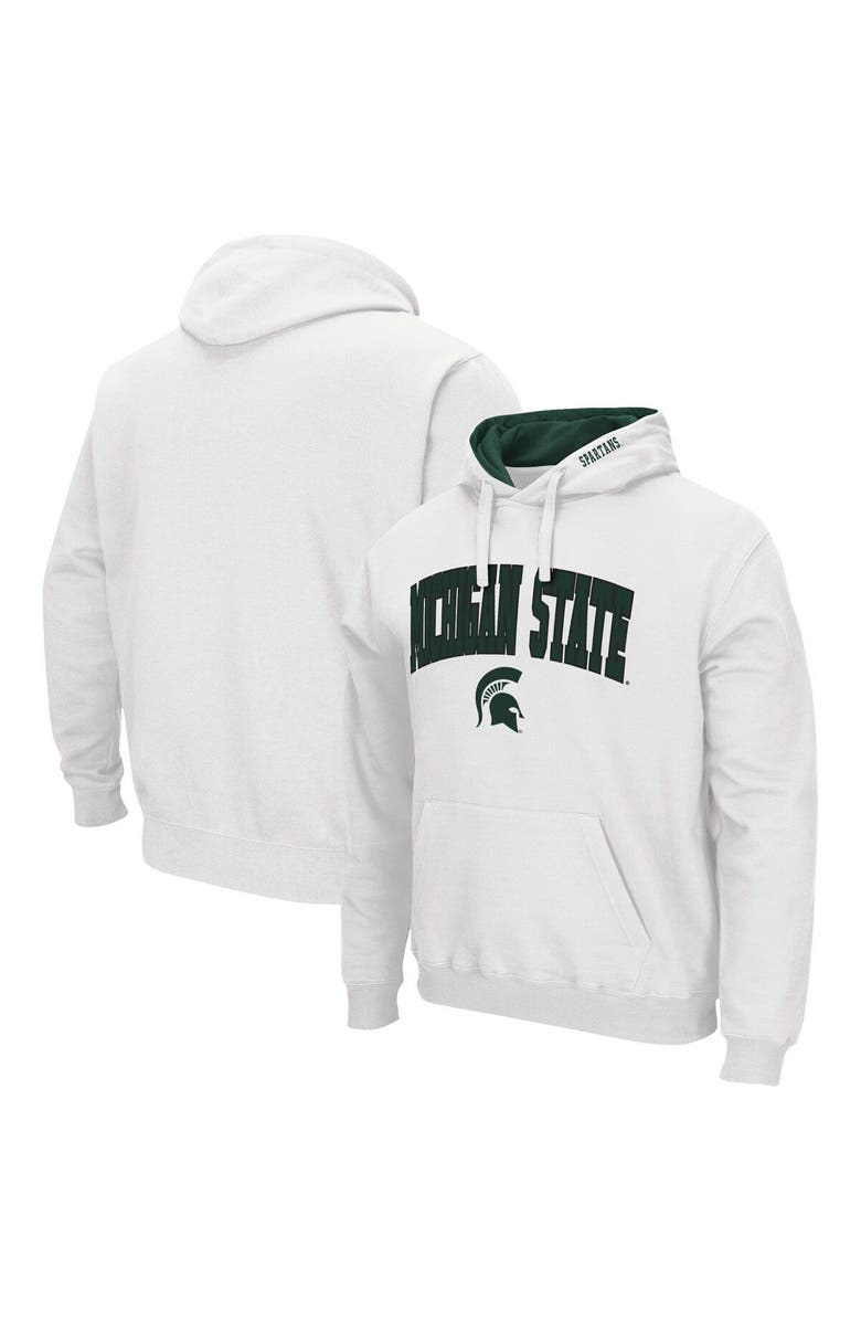 COLOSSEUM Men's Colosseum White Michigan State Spartans Arch & Logo 3.0 Pullover Hoodie, Main, color, White