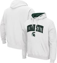 COLOSSEUM Men's Colosseum White Michigan State Spartans Arch & Logo 3.0 Pullover Hoodie