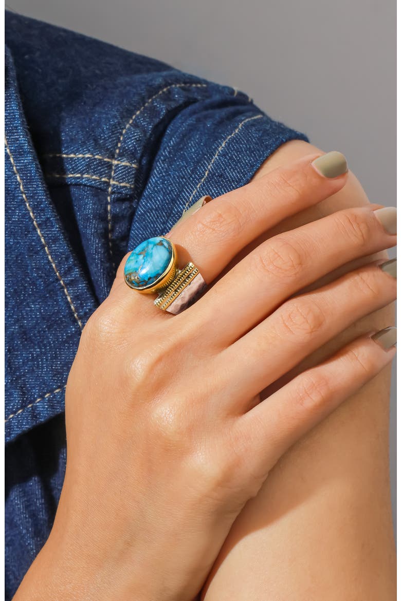Oval Gemstone Ring, Alternate, color, TURQUOISE