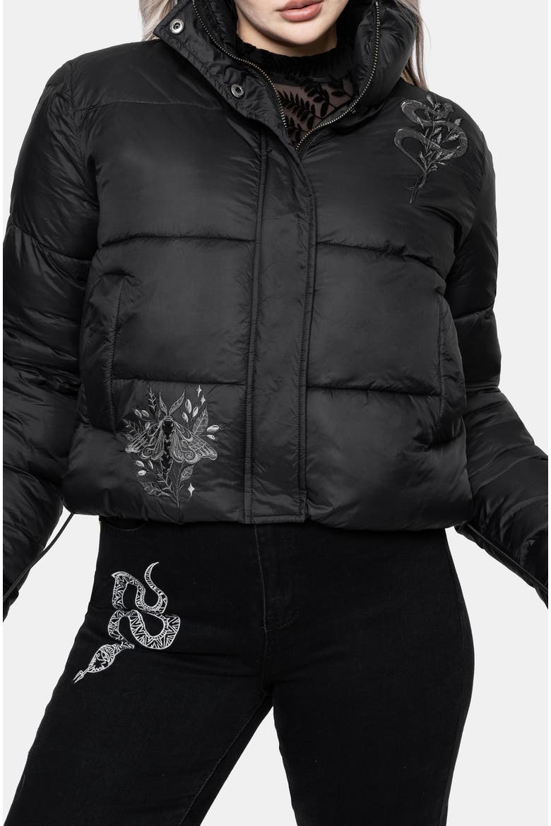 Nirah Embroidered Padded Jacket, Alternate, color, Black