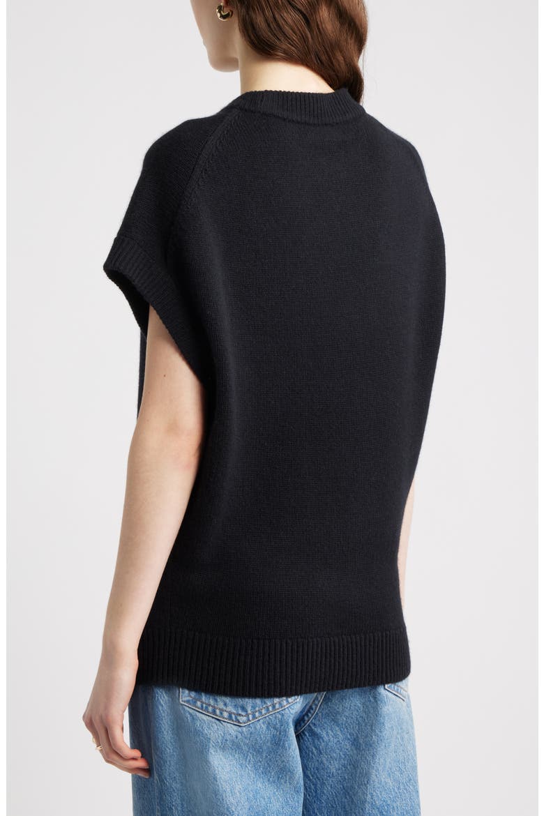 Cap Sleeve Wool & Cashmere Sweater, Alternate, color, BLACK ROCK