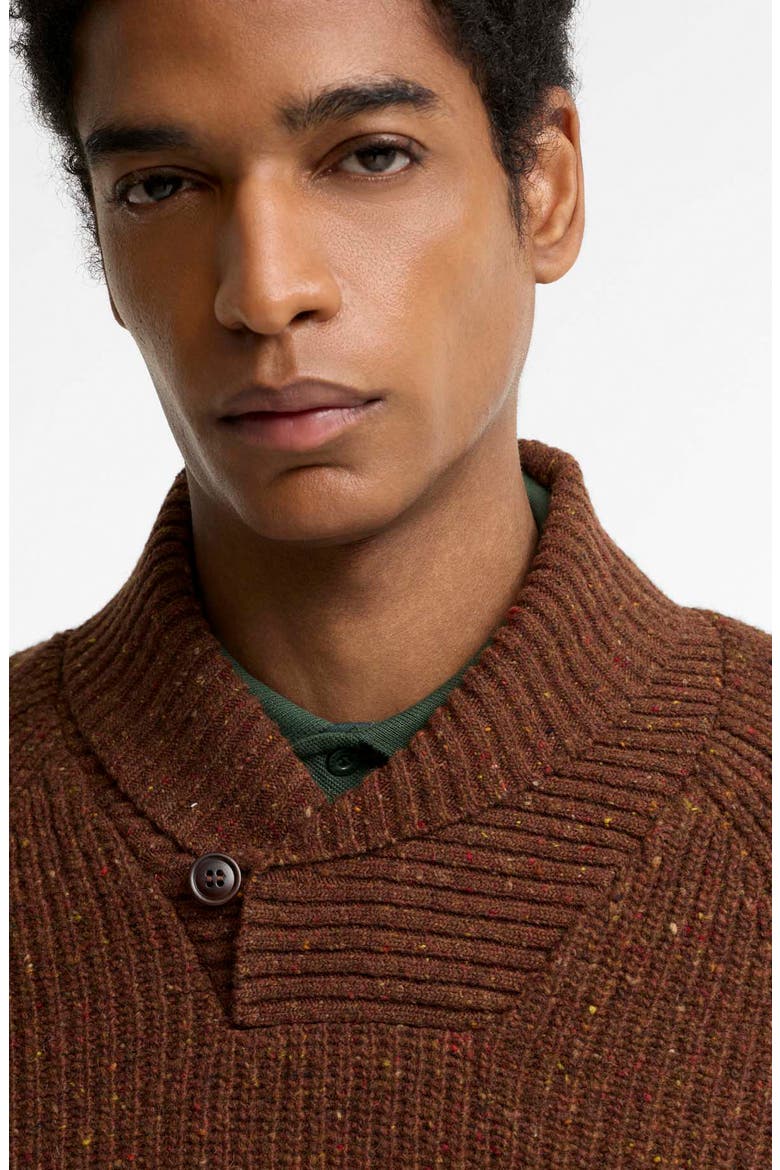 Essential Fleck Shawl Collar Sweater, Alternate, color, BRACKEN