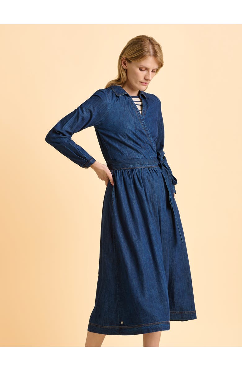 Brakeburn Fern Long Sleeve V-Neck Shirt Midi Dress, Alternate, color, Blue