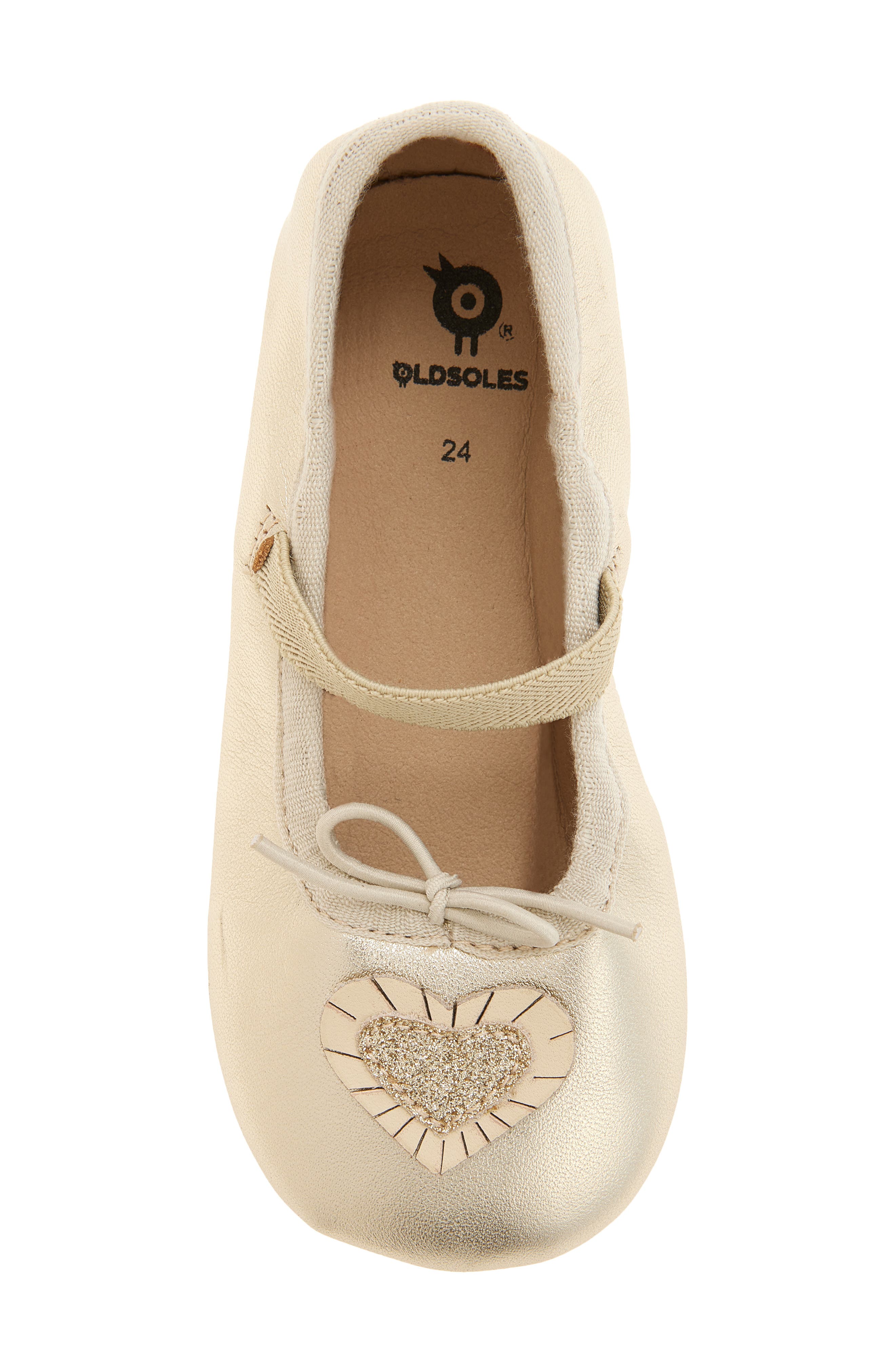 Kids' Heart Ruffle Mary Jane Flat, Alternate, color, GLAM GOLD / VANILLA
