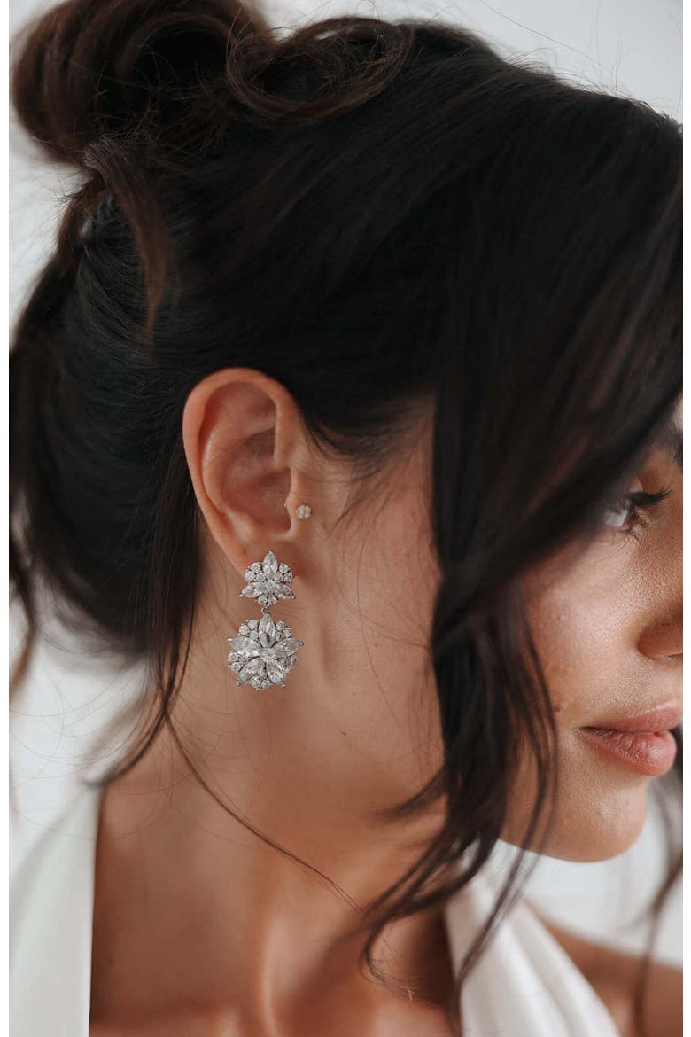 Empress Crystal Earrings, Alternate, color, Silver