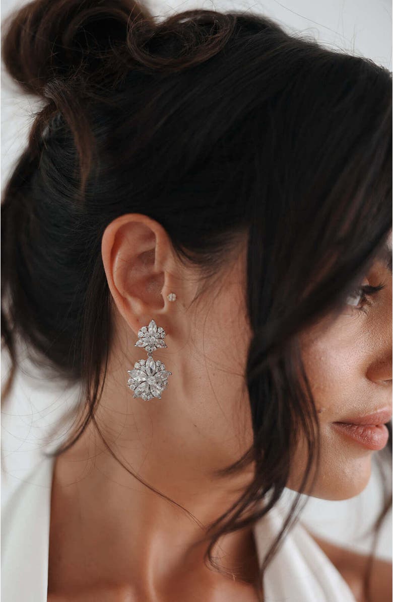 Untamed Petals Empress Crystal Earrings, Alternate, color, Silver