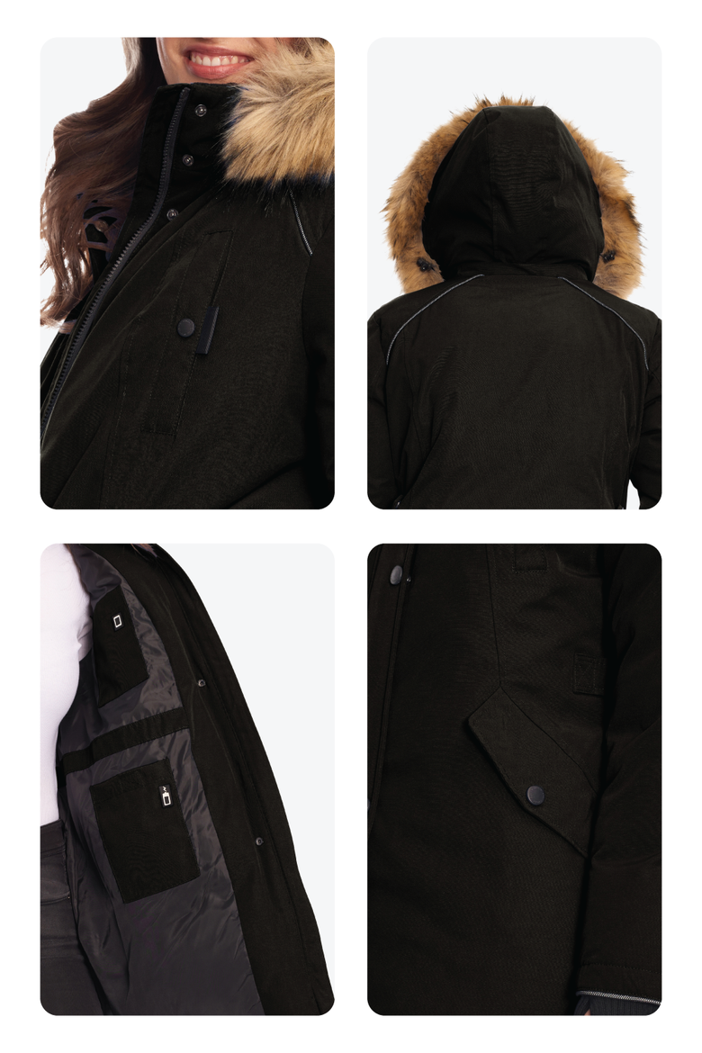 GLACIER PLUS SIZE - Vegan Down Classic Winter Parka Jacket, Alternate, color, BLACK
