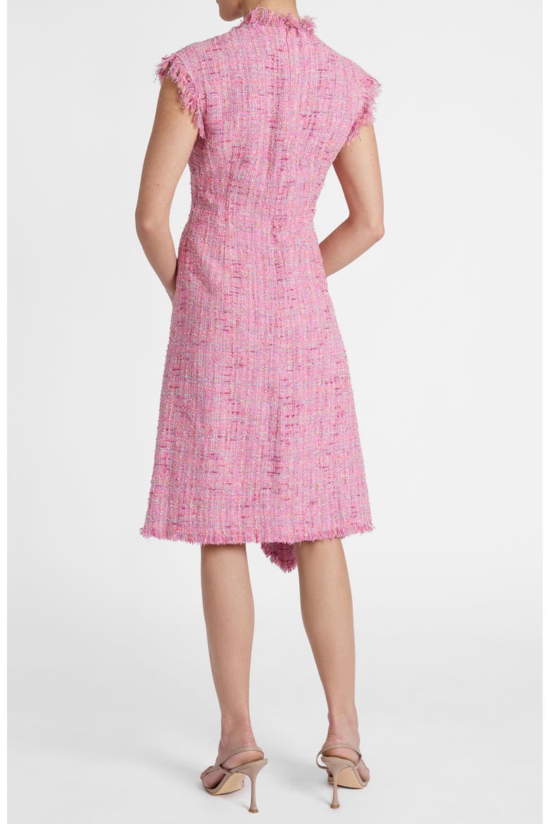 Cici Asymmetric A-Line Dress in Cotton Blend Tweed, Alternate, color, Candy Pink