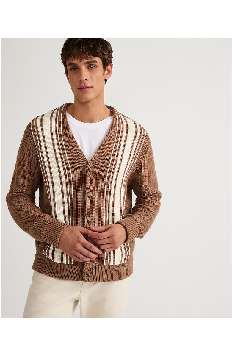 Lands' End Long Sleeve Vertical Stripe Cotton Blend Cardigan, Alternate, color, 