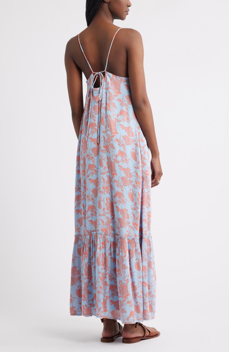 Treasure & Bond Floral Ruffle Hem Maxi Sundress, Alternate, color, Blue- Coral Jill Bloom