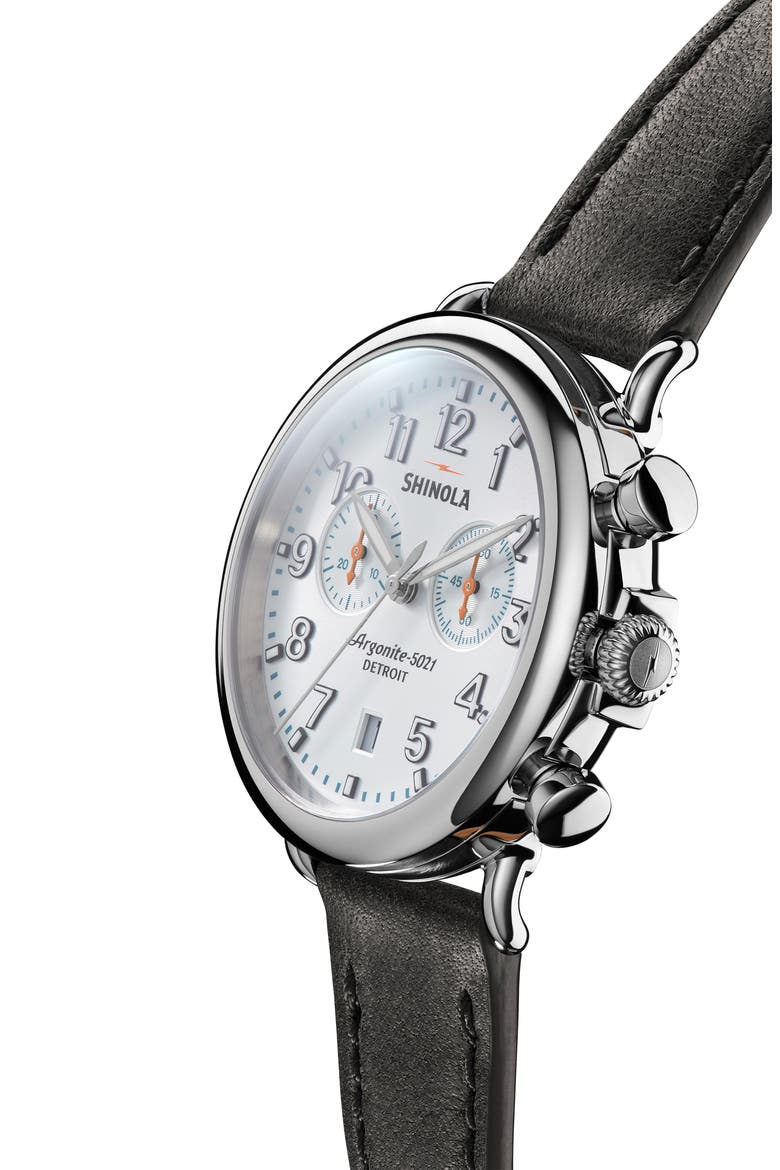 'The Runwell Chrono' Leather Strap Watch, 41mm, Alternate, color, CLOUDBLUE