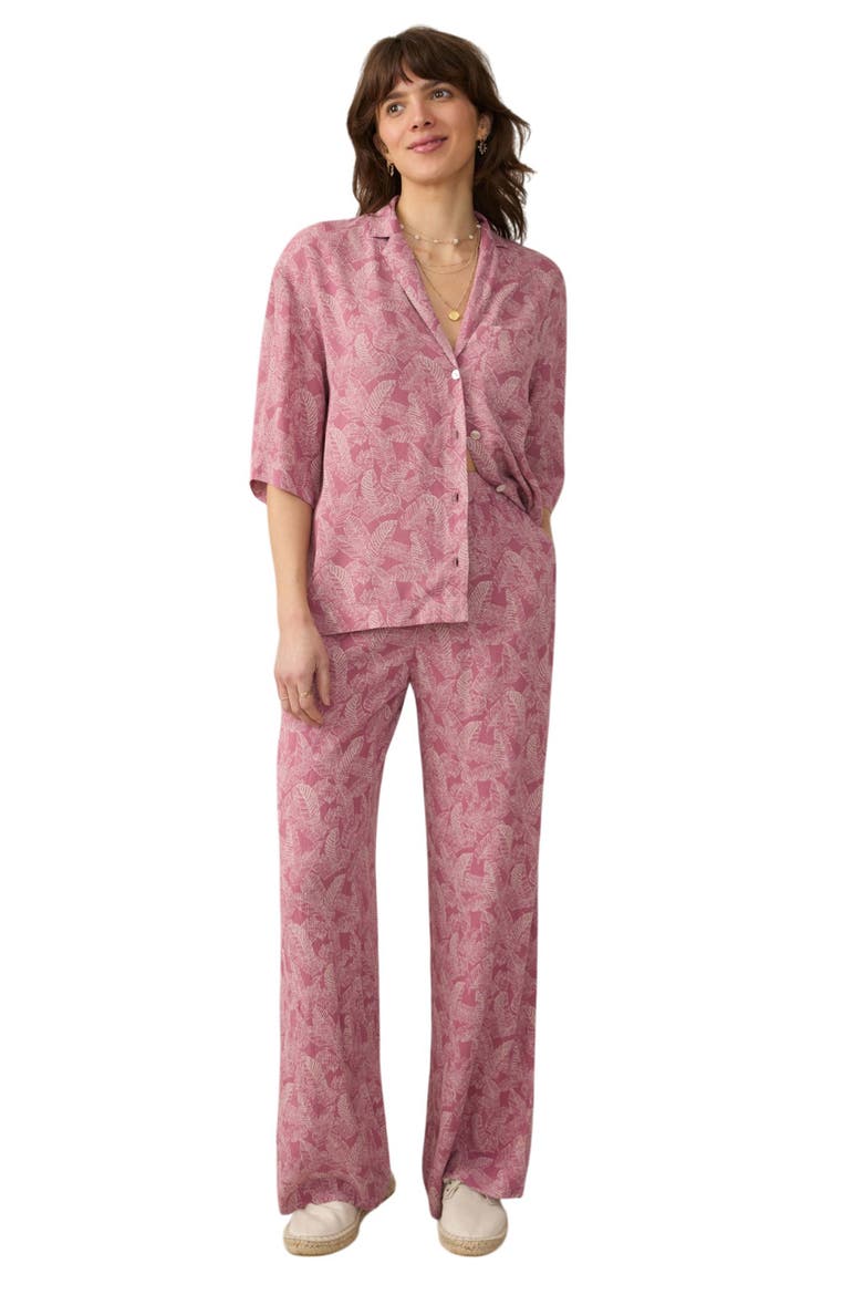 Cabana Short Sleeve Shirt, Alternate, color, DUSTY ROSE BANANA LEAF